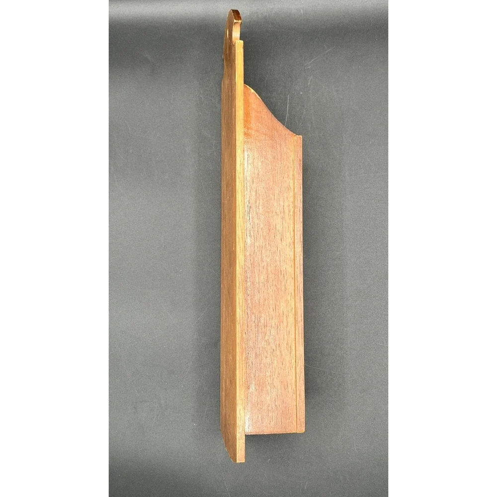 Vtg Wood Wall Hanging Long Match Stick Holder Gold Eagle Americana MCM 14.5